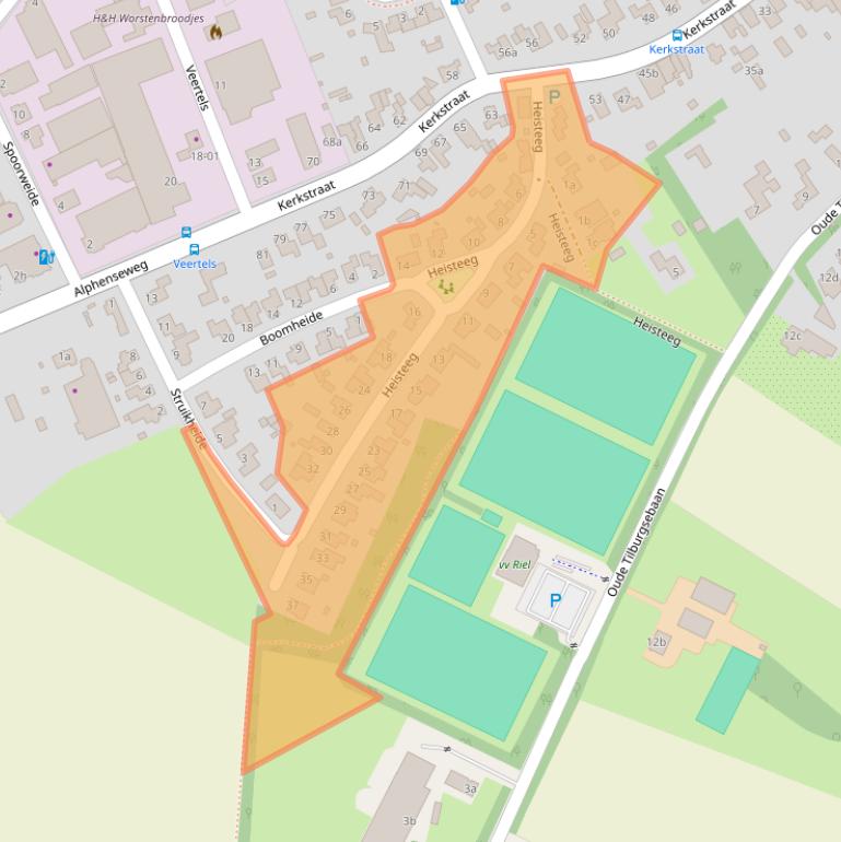 Kaart van postcodegebied 5133BG.