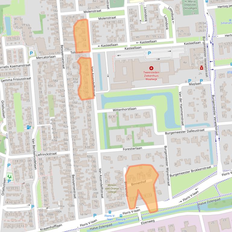 Kaart van postcodegebied 5141BW.