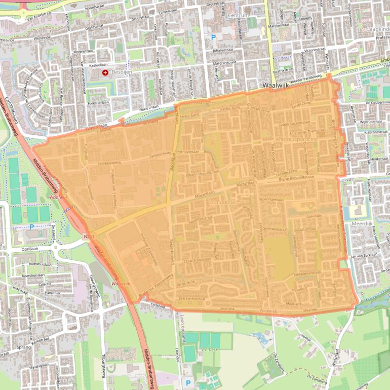Kaart van postcodegebied 5144.