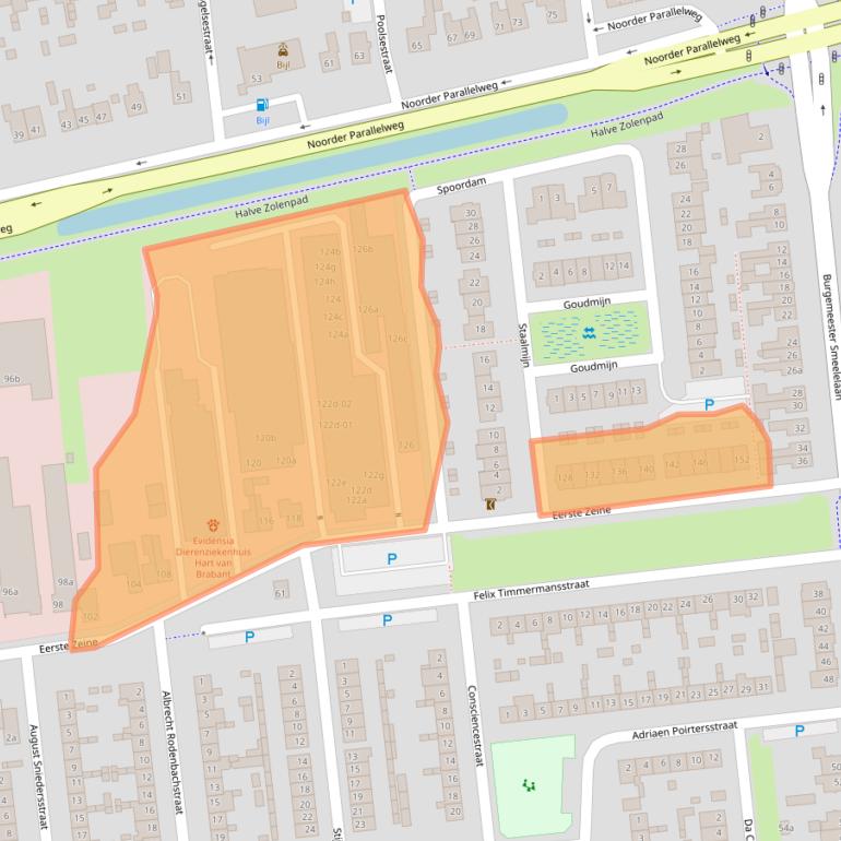 Kaart van postcodegebied 5144AM.