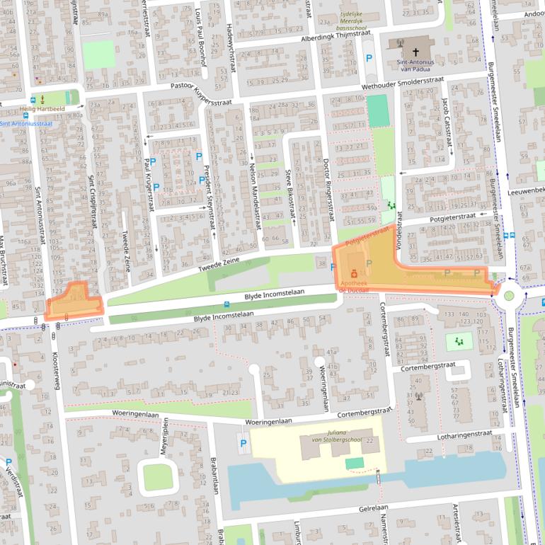 Kaart van postcodegebied 5144BC.