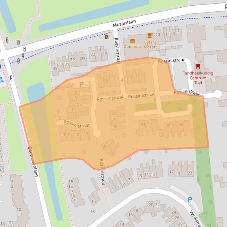 Kaart van postcodegebied 5144XV.