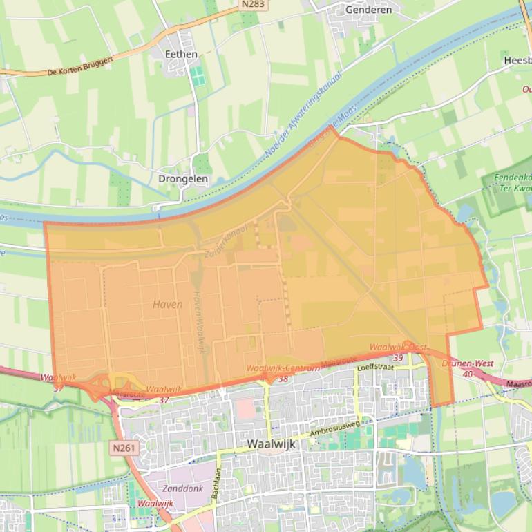 Kaart van postcodegebied 5145.