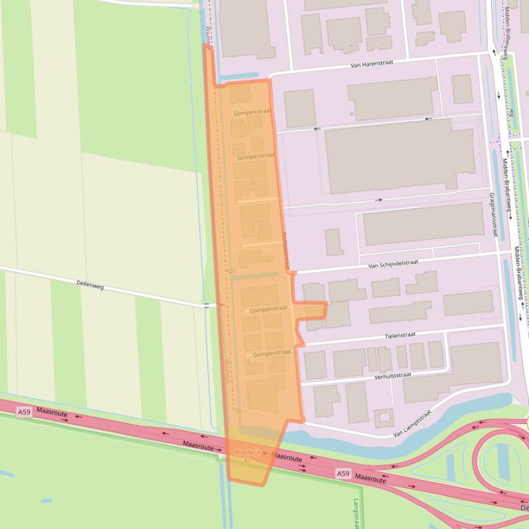 Kaart van postcodegebied 5145RM.