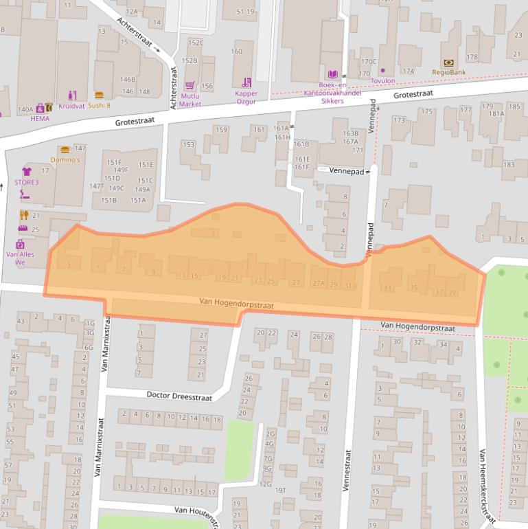 Kaart van postcodegebied 5151EC.