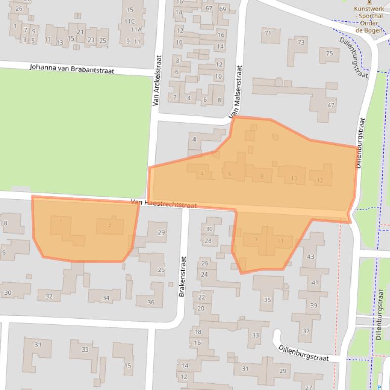 Kaart van postcodegebied 5151GJ.
