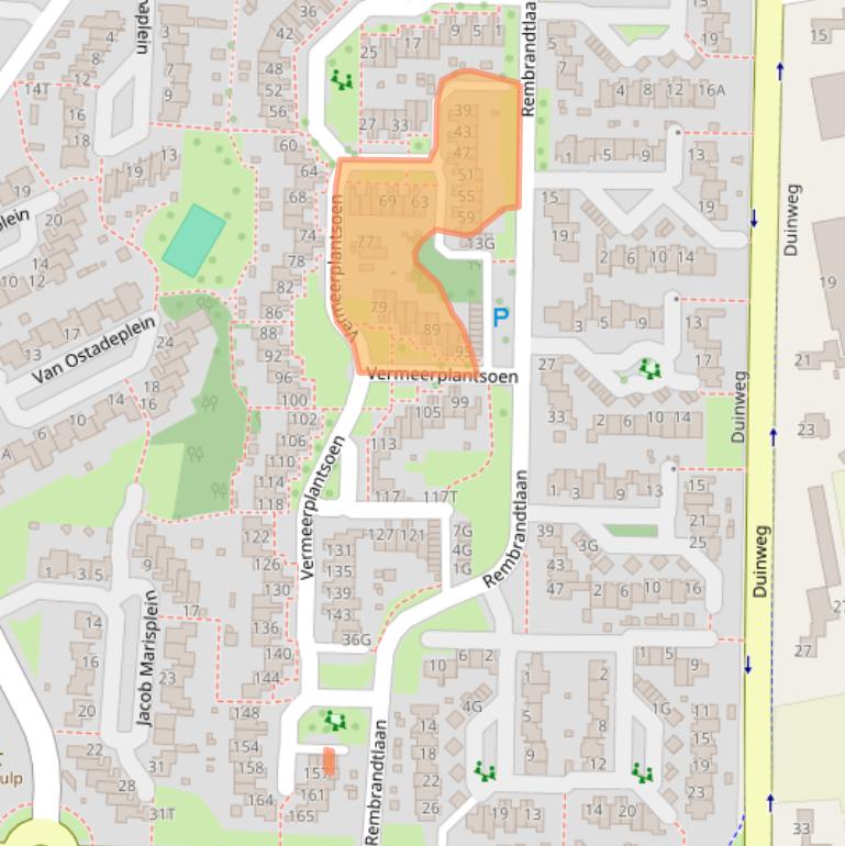 Kaart van postcodegebied 5151WP.