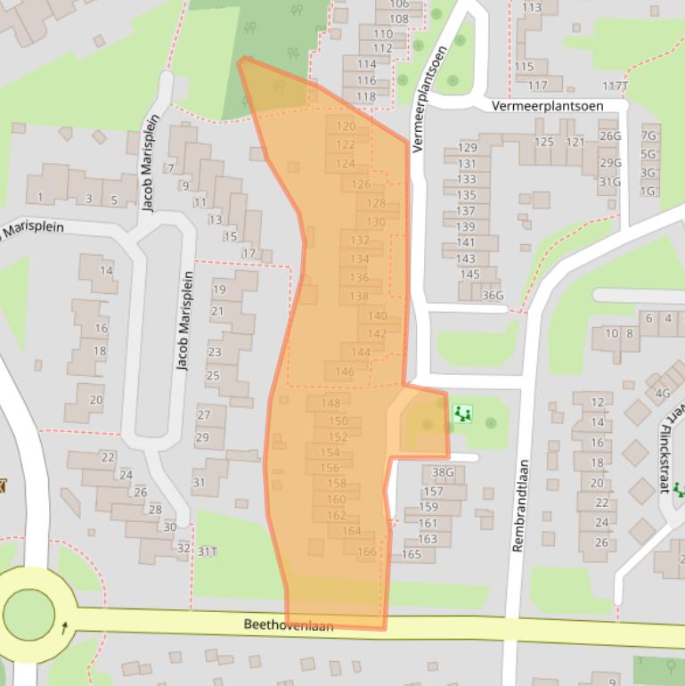 Kaart van postcodegebied 5151WZ.