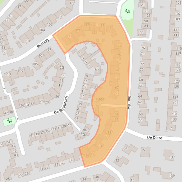 Kaart van postcodegebied 5152RE.