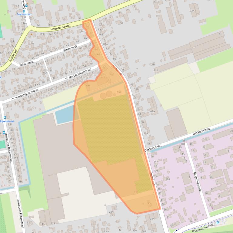 Kaart van postcodegebied 5154AB.