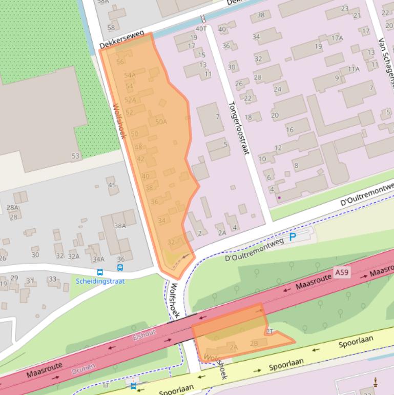 Kaart van postcodegebied 5154AC.