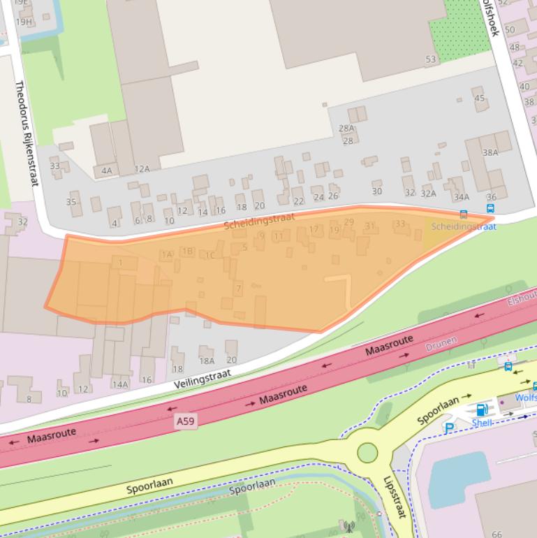 Kaart van postcodegebied 5154AE.