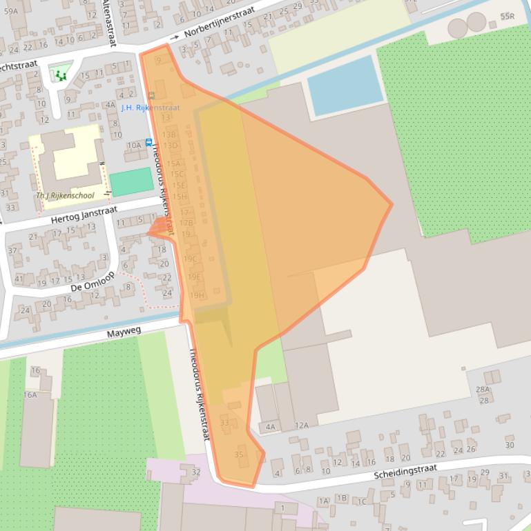 Kaart van postcodegebied 5154AJ.