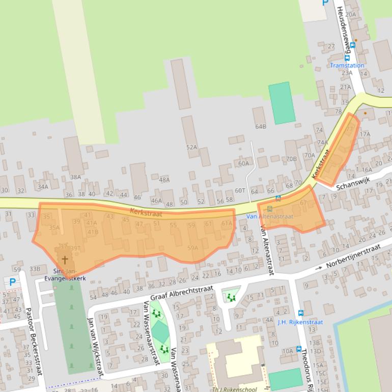 Kaart van postcodegebied 5154AN.