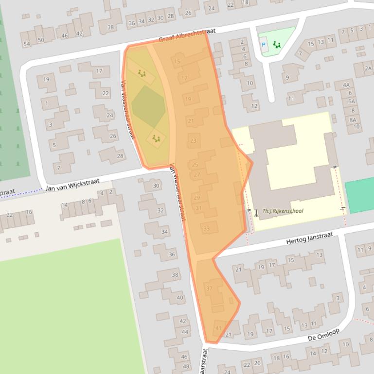 Kaart van postcodegebied 5154BX.