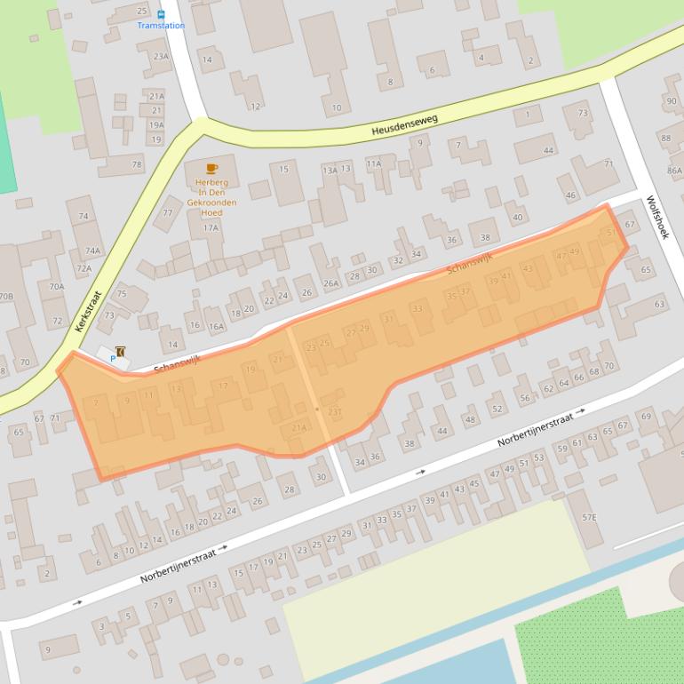 Kaart van postcodegebied 5154EA.