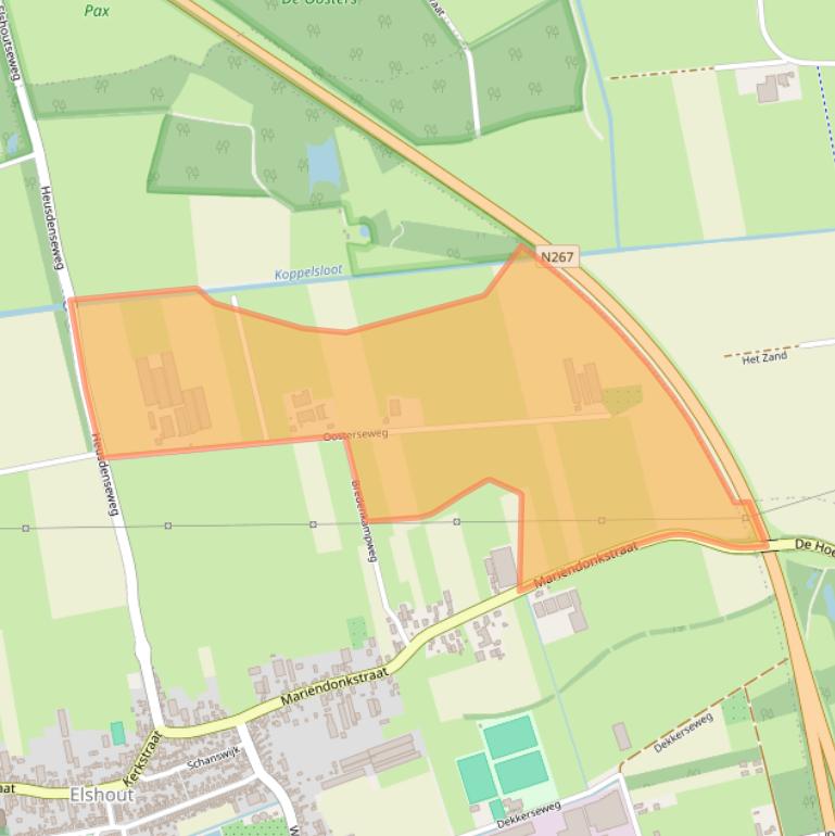 Kaart van postcodegebied 5154EL.