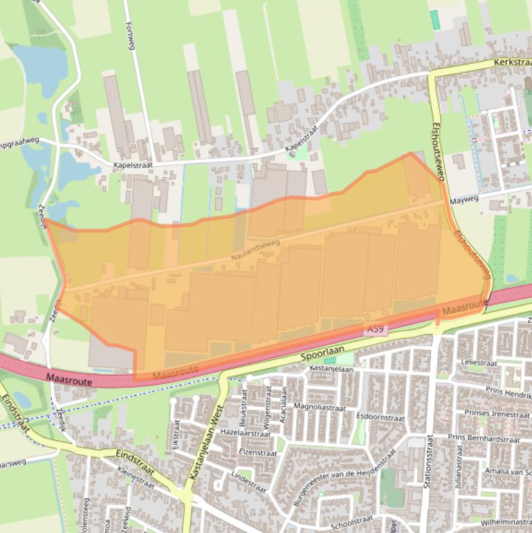 Kaart van postcodegebied 5154PB.