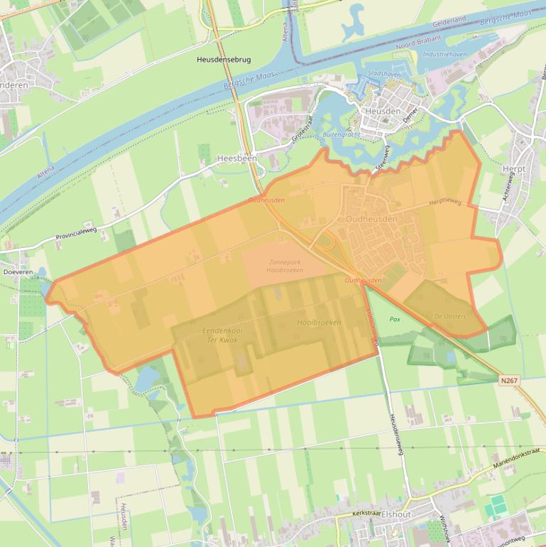 Kaart van postcodegebied 5156.