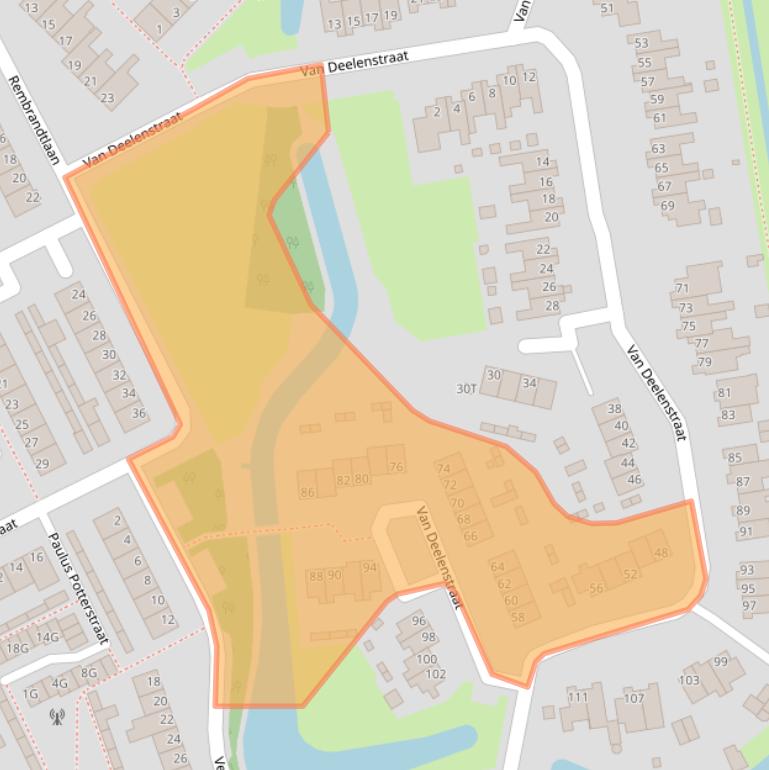 Kaart van postcodegebied 5156AS.