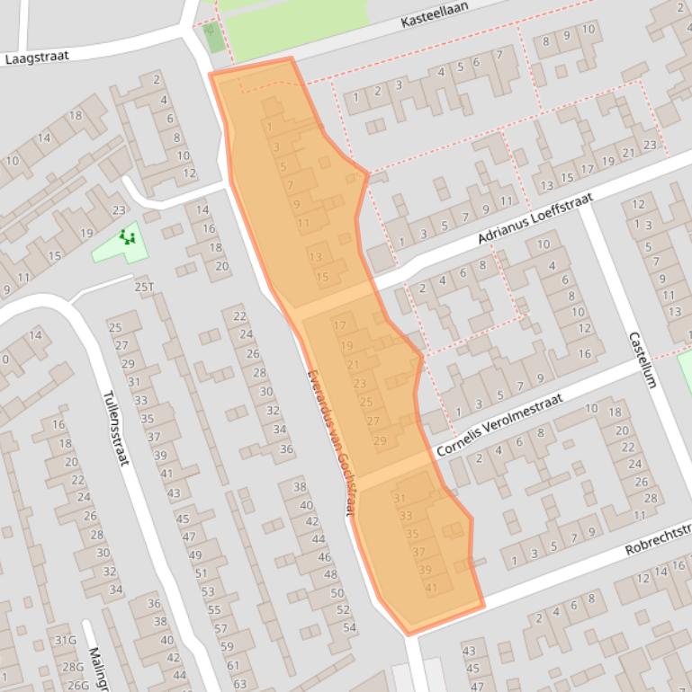 Kaart van postcodegebied 5156CA.