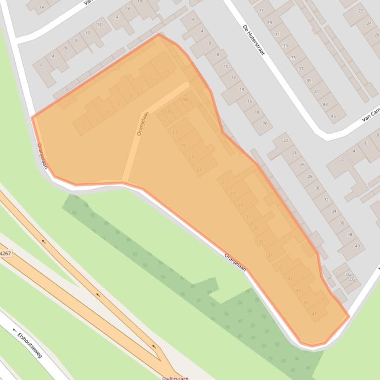 Kaart van postcodegebied 5156MB.