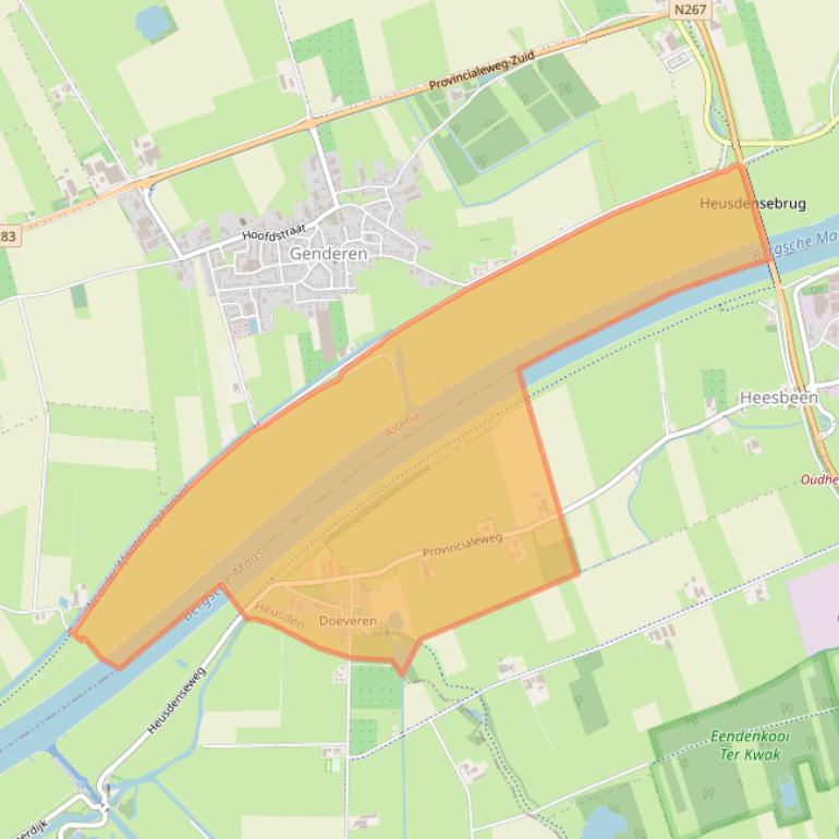 Kaartafbeelding, ingezoomd op postcodegebied 5157.