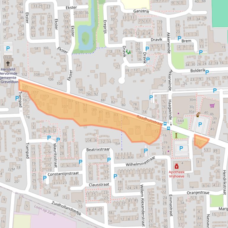 Kaart van postcodegebied 5161BE.