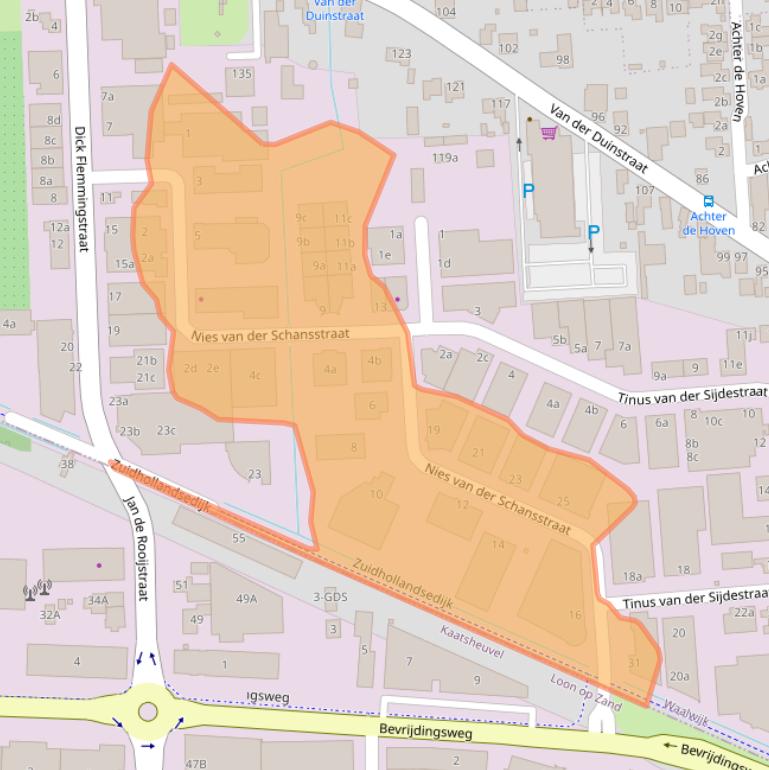 Kaart van postcodegebied 5161CE.