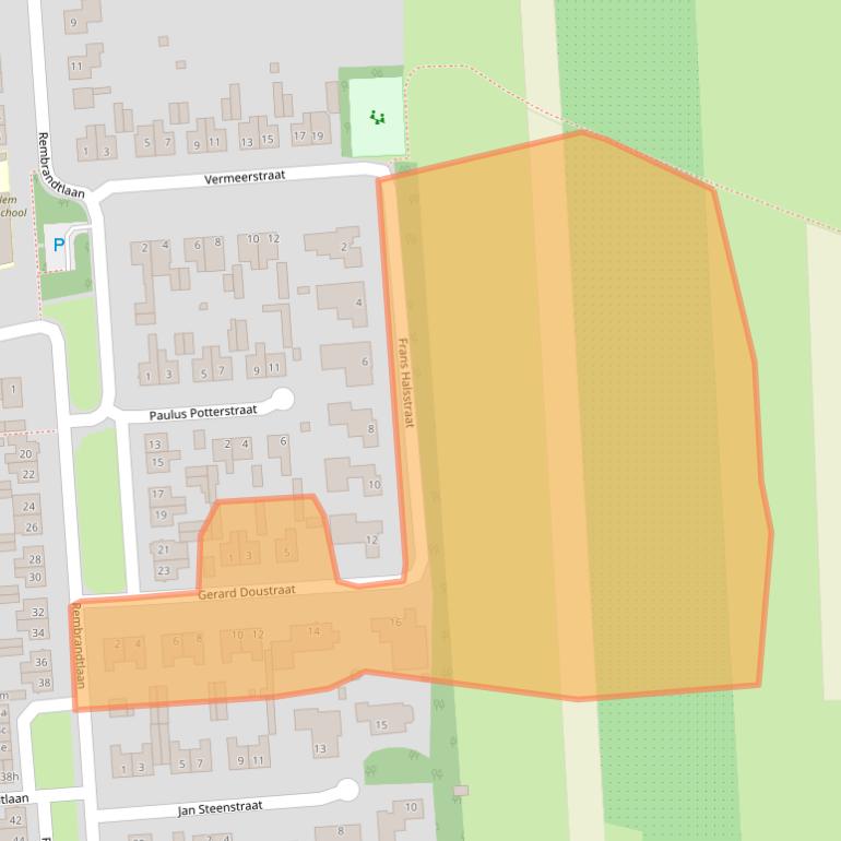 Kaart van postcodegebied 5161EW.