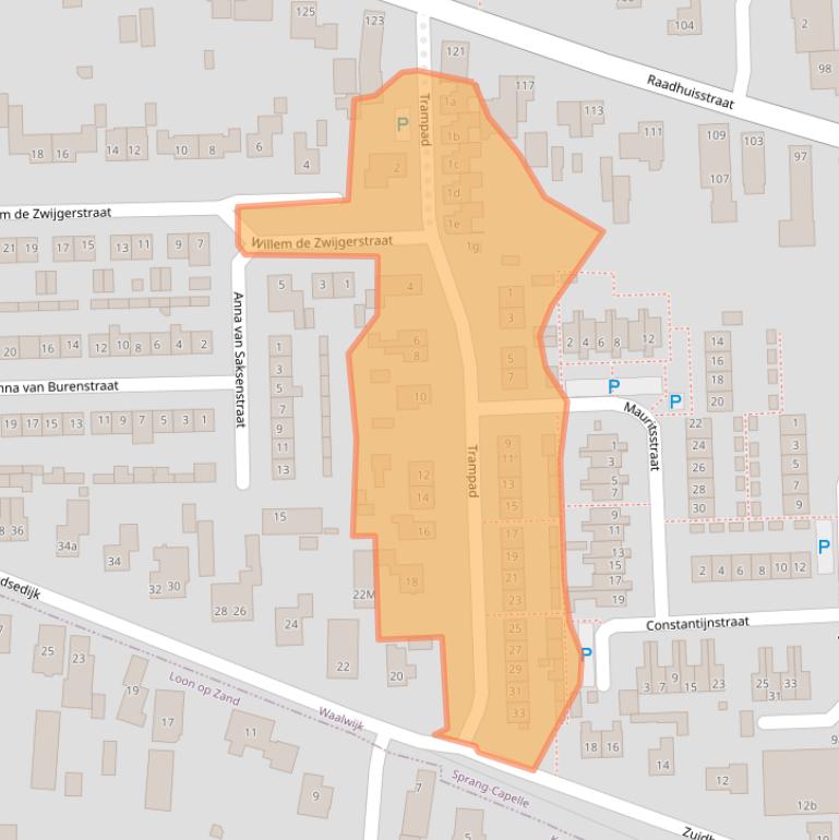 Kaart van postcodegebied 5161HK.