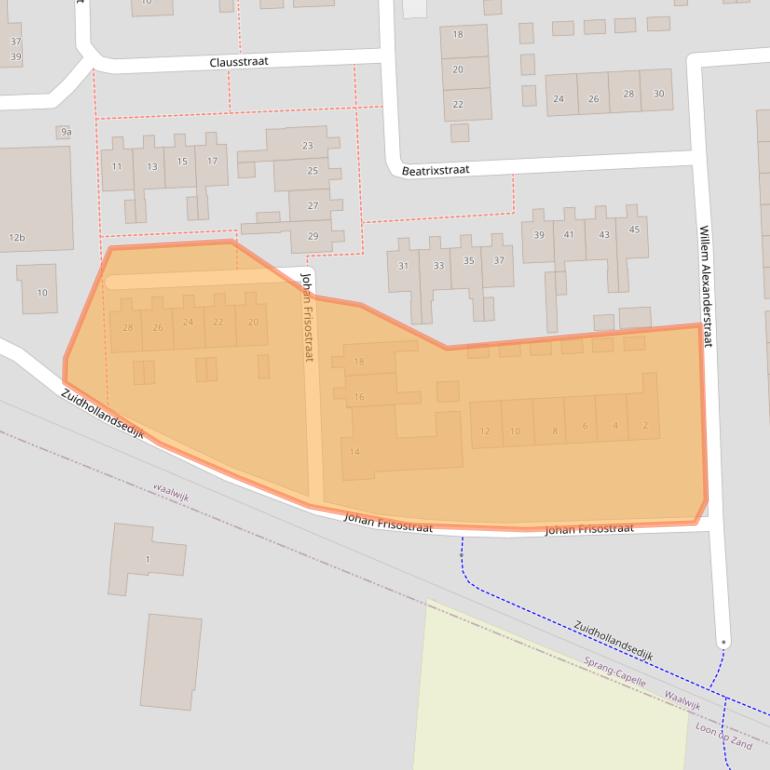 Kaart van postcodegebied 5161HW.