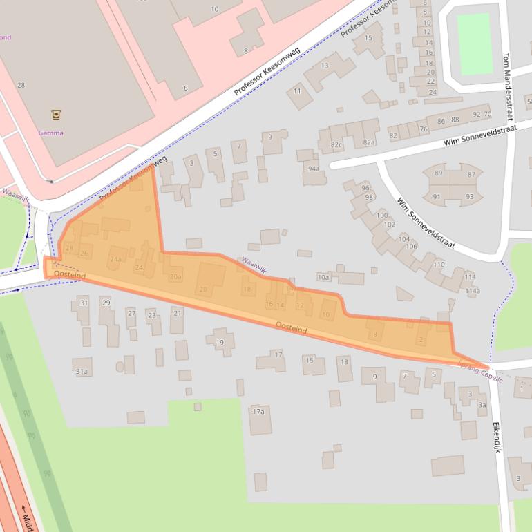 Kaart van postcodegebied 5161MJ.