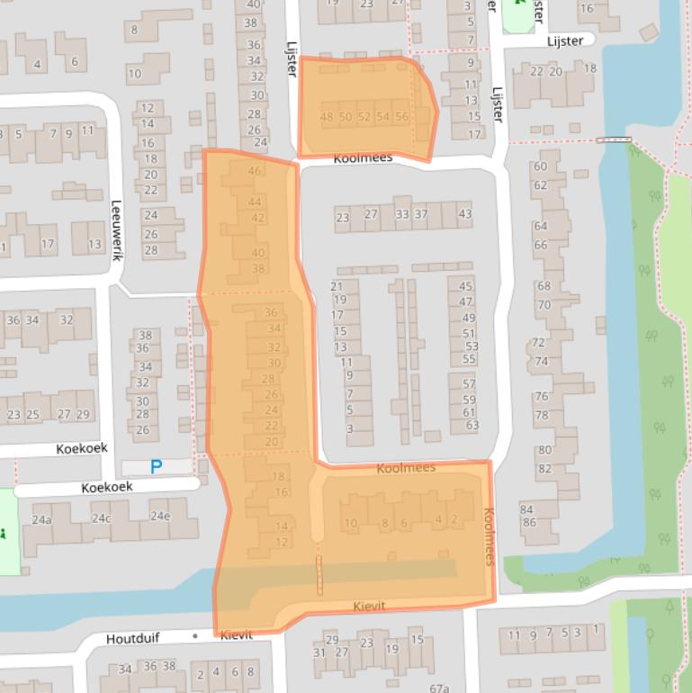 Kaart van postcodegebied 5161SZ.