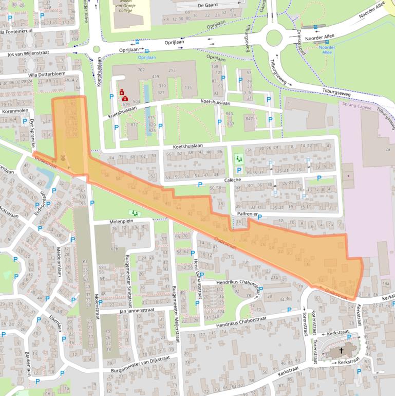 Kaart van postcodegebied 5161TB.