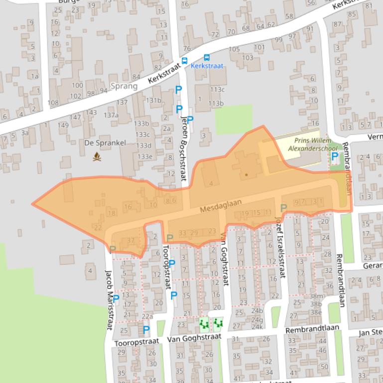 Kaart van postcodegebied 5161VB.