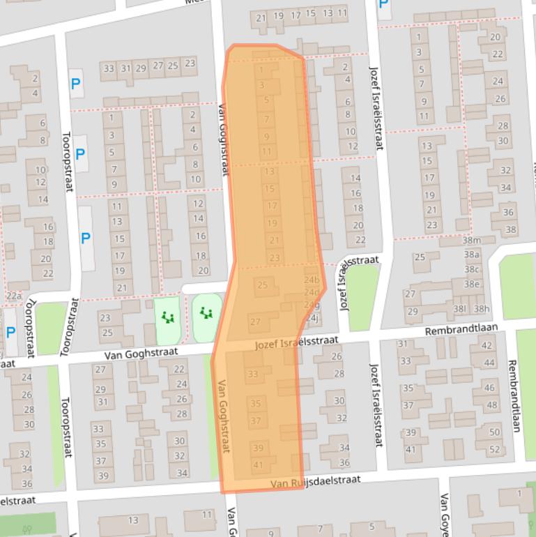 Kaart van postcodegebied 5161VD.
