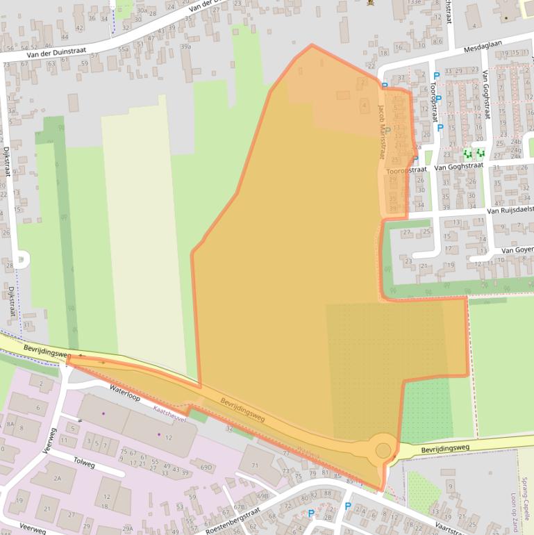 Kaart van postcodegebied 5161VR.