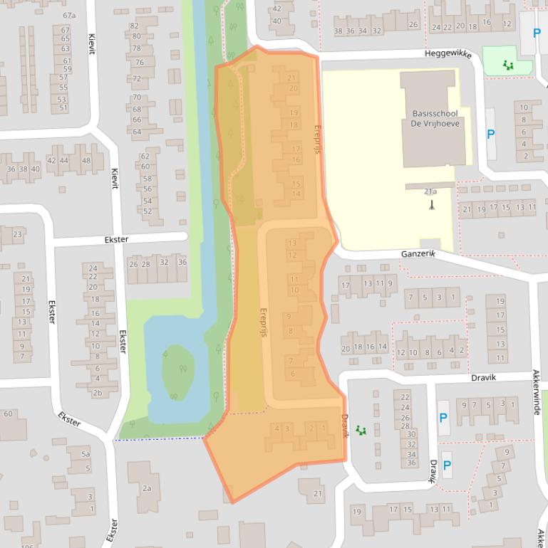 Kaart van postcodegebied 5161WB.