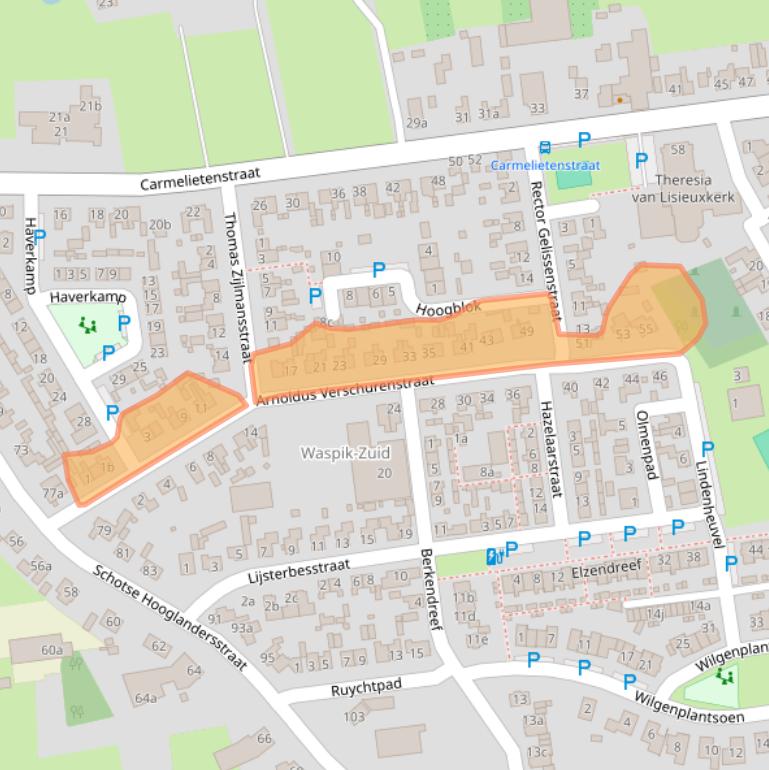 Kaart van postcodegebied 5165AR.