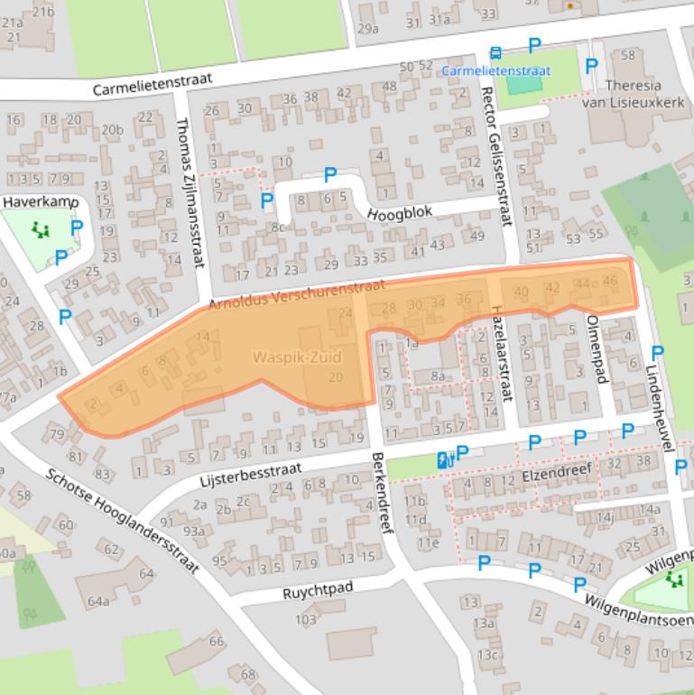 Kaart van postcodegebied 5165AS.