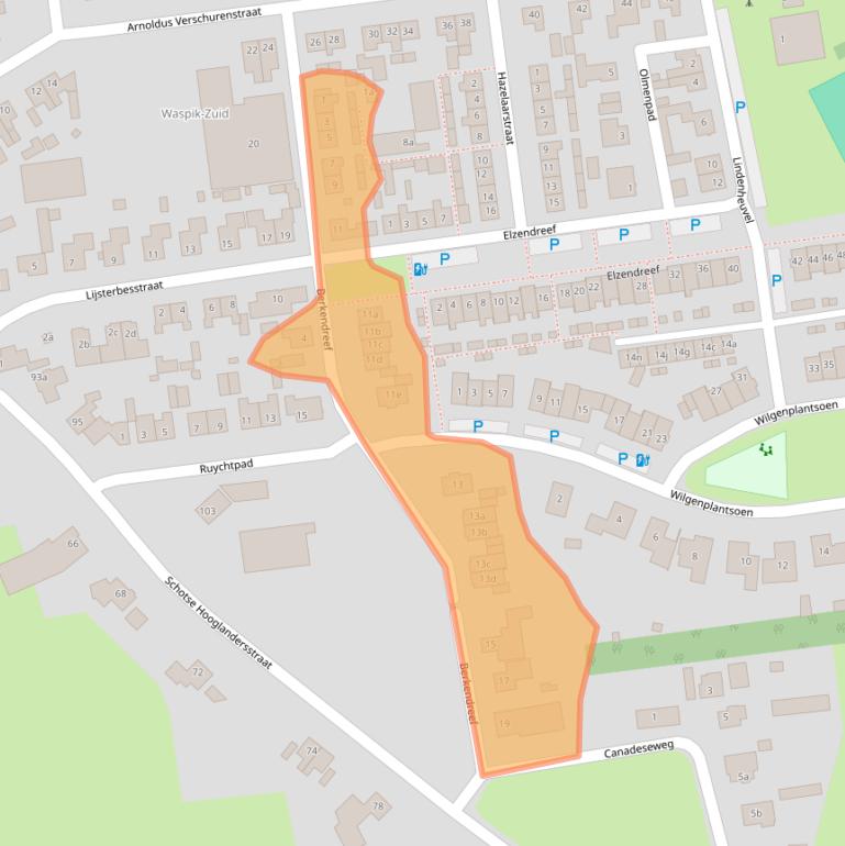 Kaart van postcodegebied 5165AT.