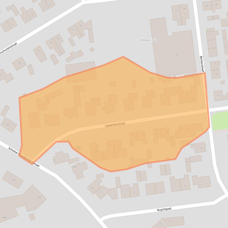 Kaart van postcodegebied 5165BA.