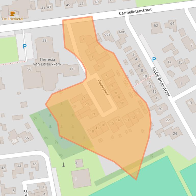 Kaart van postcodegebied 5165BE.