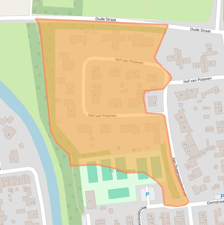 Kaart van postcodegebied 5165EE.