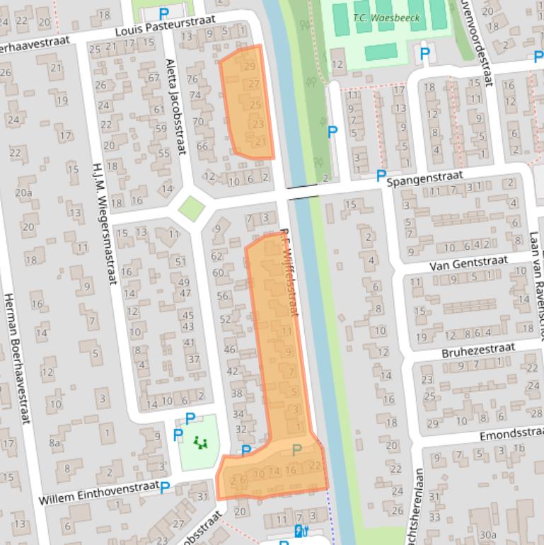 Kaart van postcodegebied 5165EP.
