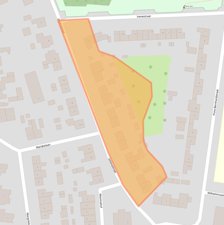Kaart van postcodegebied 5165TC.