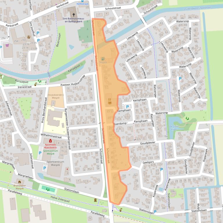 Kaart van postcodegebied 5165TR.