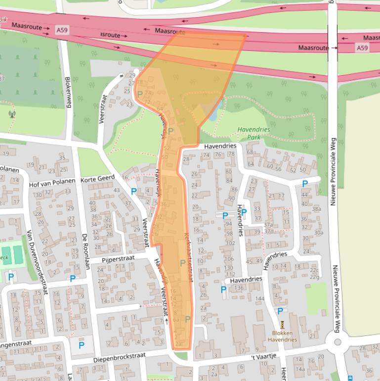 Kaart van postcodegebied 5165VJ.