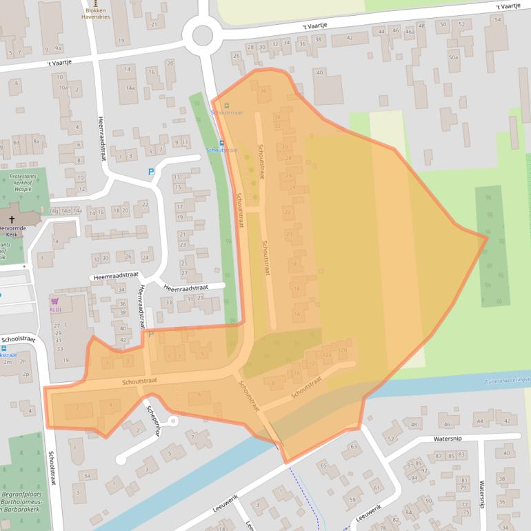 Kaart van postcodegebied 5165VT.